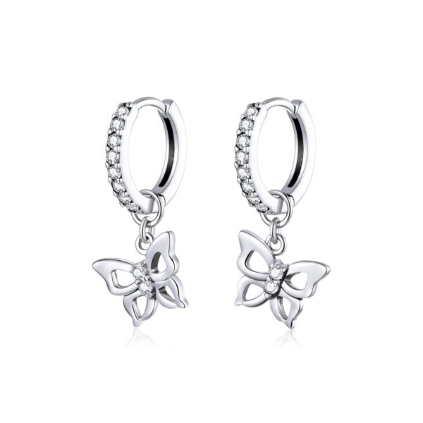 Cercei din argint Glamour Butterflies Hoops