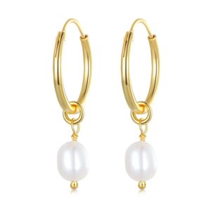 Cercei din argint Golden Drop Pearls