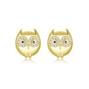 Cercei din argint Golden Little Owl