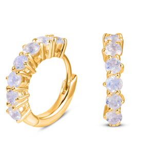 Cercei din argint Golden Moonstone Hoop Sparklers