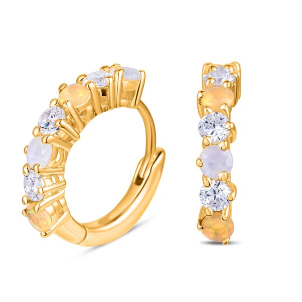 Cercei din argint Golden Opal Moonstone Hoop Sparklers