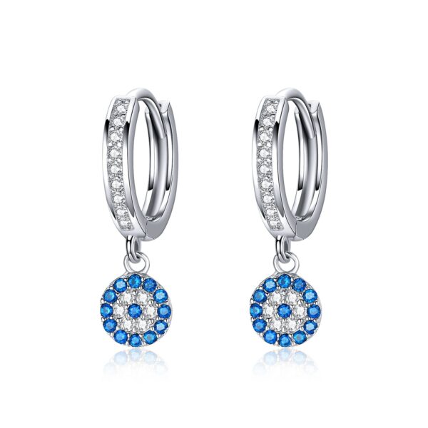 Cercei din argint Lucky Blue Eye Hoops