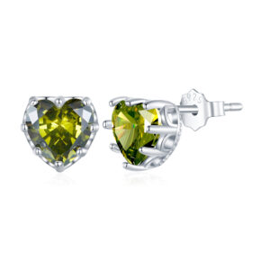 Cercei din argint Olive Crystal Heart