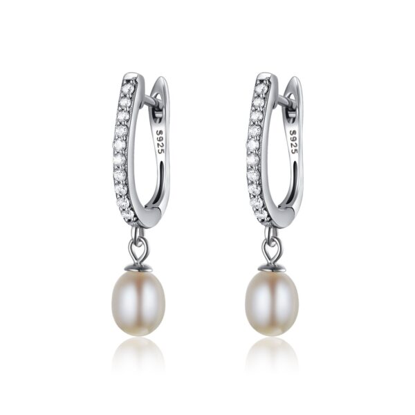 Cercei din argint Pearls & Crystals Hoops