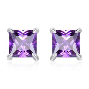 Cercei din argint Purple Crystal Squares