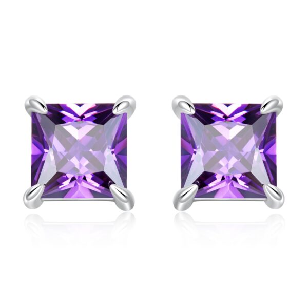 Cercei din argint Purple Crystal Squares