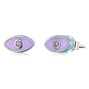 Cercei din argint Purple Eye Stud