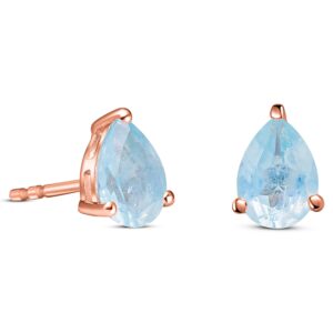 Cercei din argint Rose Gold Aquamarine Drop