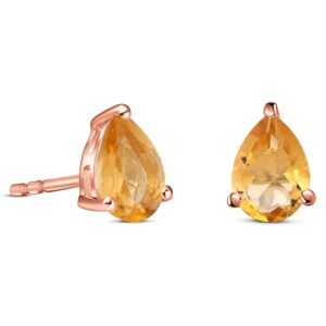 Cercei din argint Rose Gold Citrine Drop