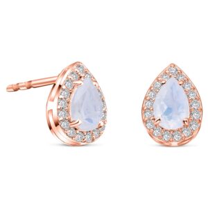 Cercei din argint Rose Gold Drop Moonstone