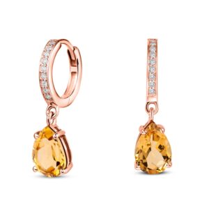 Cercei din argint Rose Gold Elegant Citrine Drop