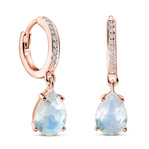 Cercei din argint Rose Gold Elegant Moonstone Drop