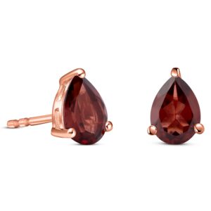 Cercei din argint Rose Gold Garnet Drop