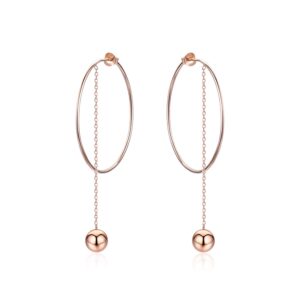 Cercei din argint Rose Gold Hoops & Chain