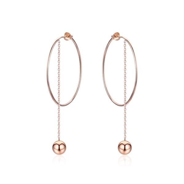 Cercei din argint Rose Gold Hoops & Chain