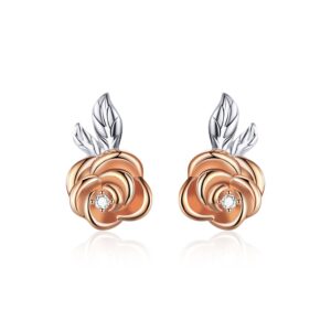 Cercei din argint Rose Gold Little Flower