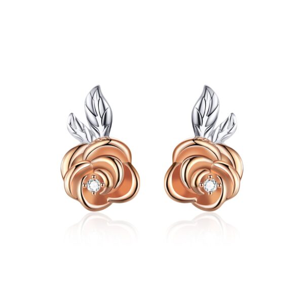 Cercei din argint Rose Gold Little Flower