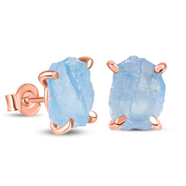 Cercei din argint Rose Gold Piece of Aquamarine