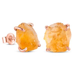 Cercei din argint Rose Gold Piece of Citrine