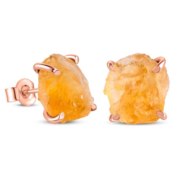 Cercei din argint Rose Gold Piece of Citrine