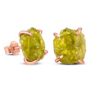 Cercei din argint Rose Gold Piece of Peridot