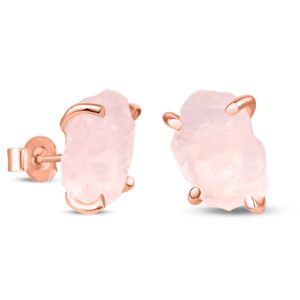 Cercei din argint Rose Gold Piece of Rose Quartz