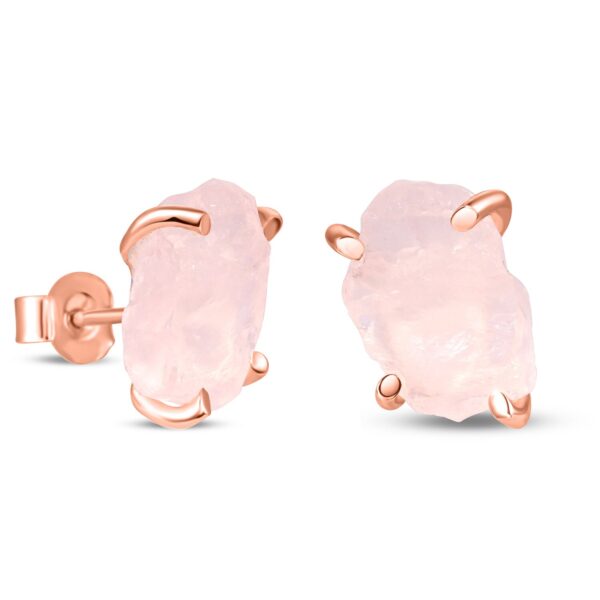 Cercei din argint Rose Gold Piece of Rose Quartz