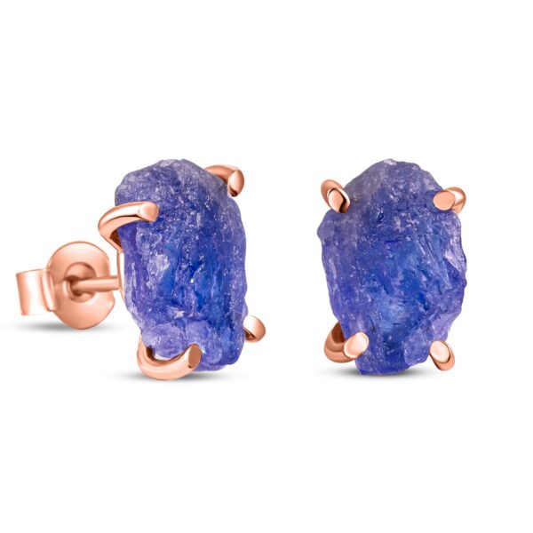 Cercei din argint Rose Gold Piece of Tanzanite