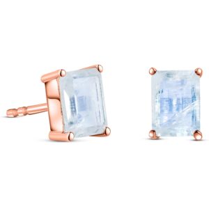 Cercei din argint Rose Gold Rectangle Moonstone Elegance