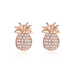 Cercei din argint Rose Gold Shiny Pineapple