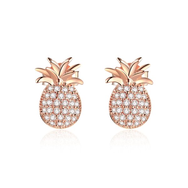 Cercei din argint Rose Gold Shiny Pineapple