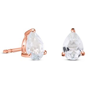 Cercei din argint Rose Gold White Topaz Drop