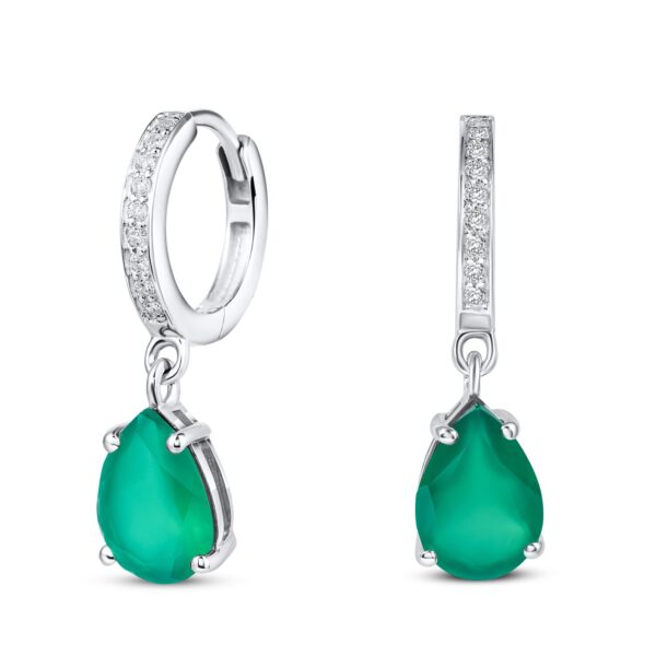 Cercei din argint Silver Elegant Green Onix Drop