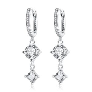 Cercei din argint Silver Hoops with Drop Charm