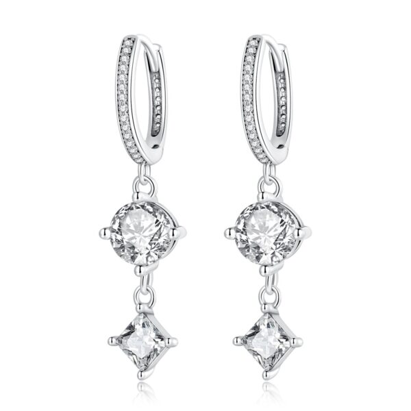 Cercei din argint Silver Hoops with Drop Charm