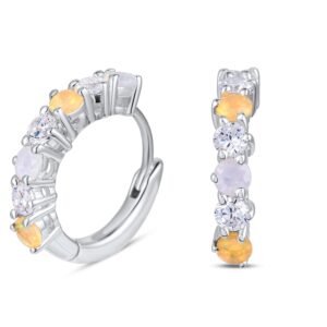 Cercei din argint Silver Opal Moonstone Hoop Sparklers