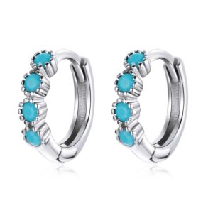 Cercei din argint Silvery Blue Hoops