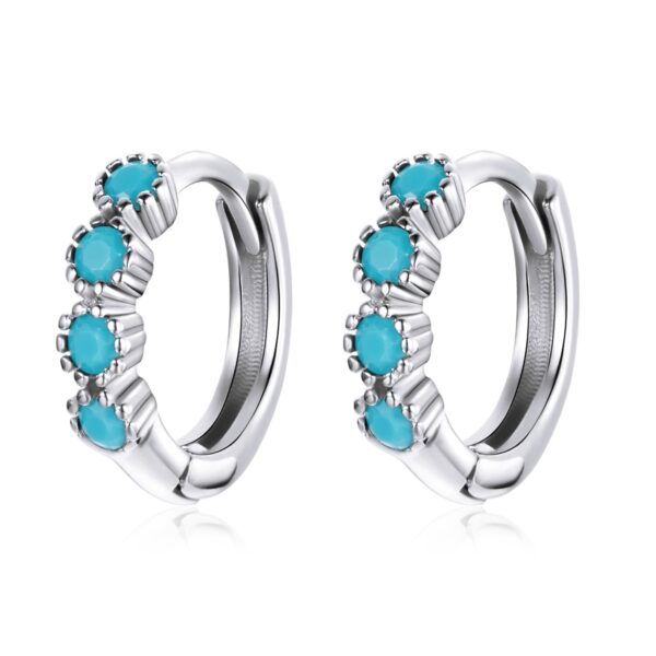 Cercei din argint Silvery Blue Hoops