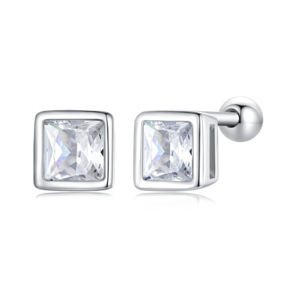 Cercei din argint Small Square Crystal Elegance