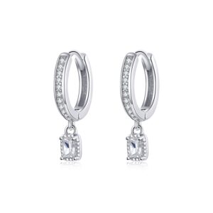 Cercei din argint Sparklin Square Hoops