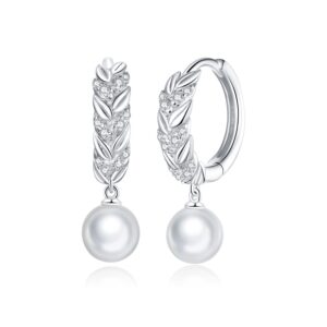 Cercei din argint Sparkling Pearl Hoops