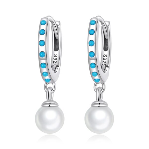 Cercei din argint Turquoise Pearl Hoops