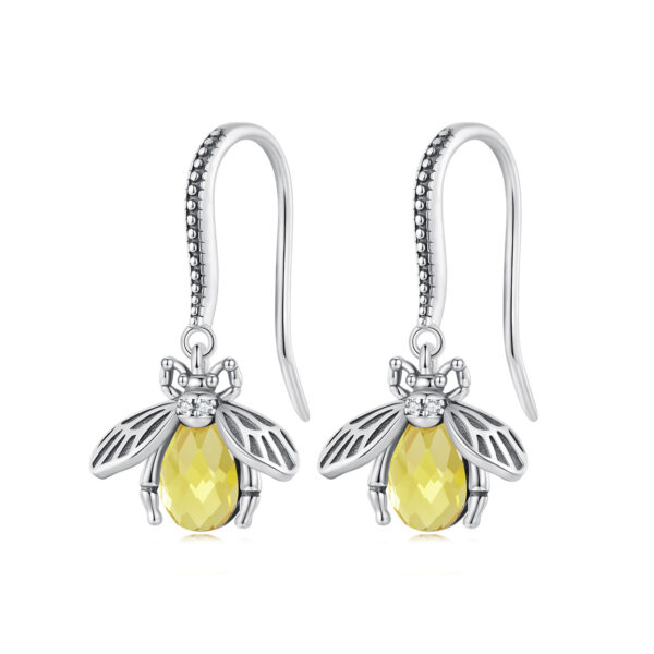 Cercei din argint Yellow Crystal Bee