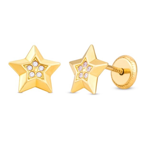 Cercei din aur 14K 3D Star and Crystals