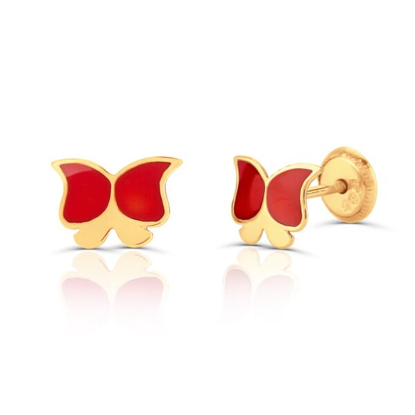 Cercei din aur 14K pentru copii Red Butterflies