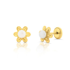 Cercei din aur 14k pentru copii Daisy Pearls