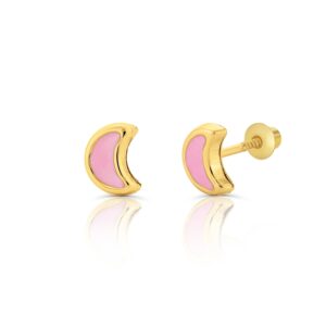 Cercei din aur 14k pentru copii Pink Half Moons