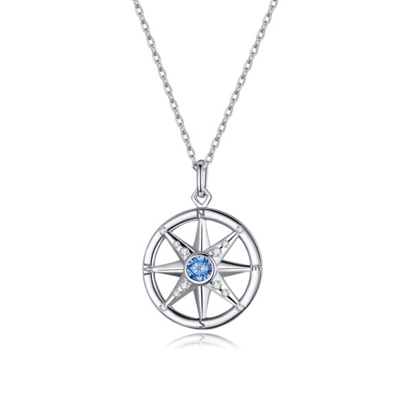 Colier din argint Blue Crystal Compass