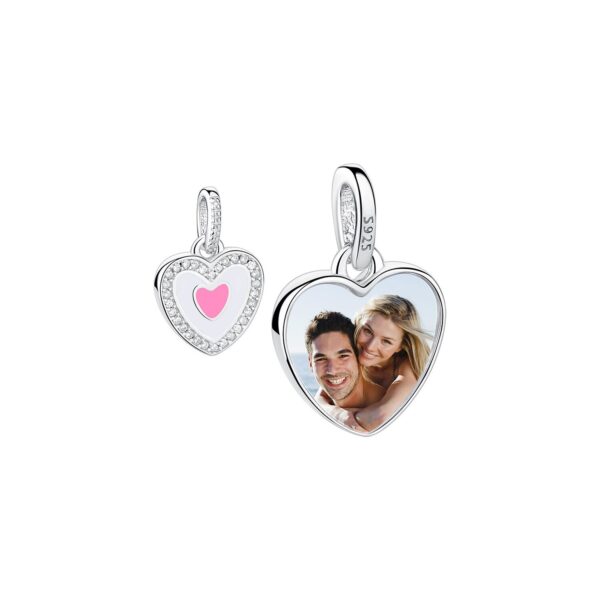 Colier din argint Custom Photo Crystal Pink Heart