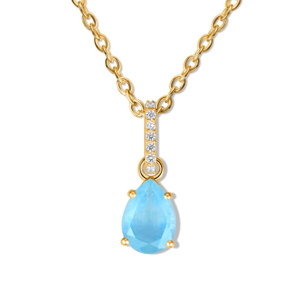 Colier din argint Golden Drop Aquamarine